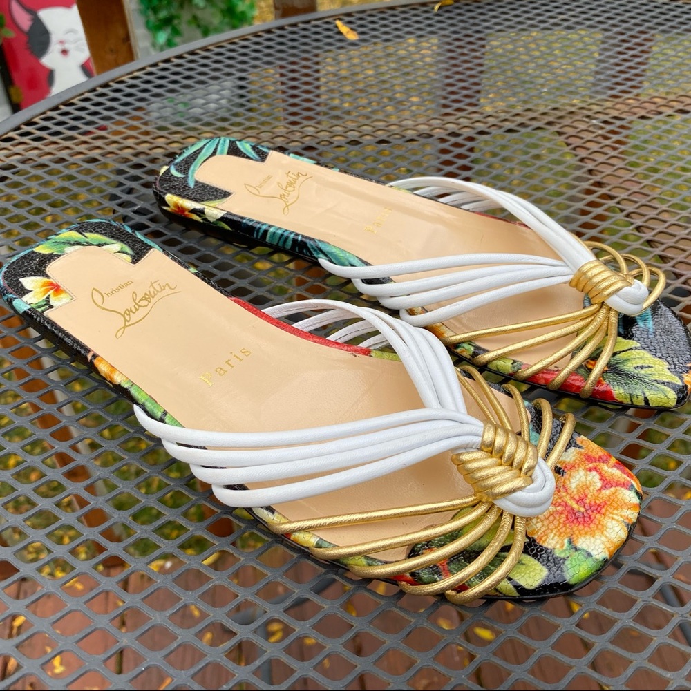 2016 Summer Christian Louboutin O Novt Flat Nappa Lam/Kid/Calf Hawaii Slides 37